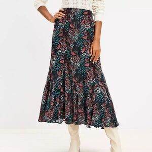 LOFT Garden Godet Midi Skirt